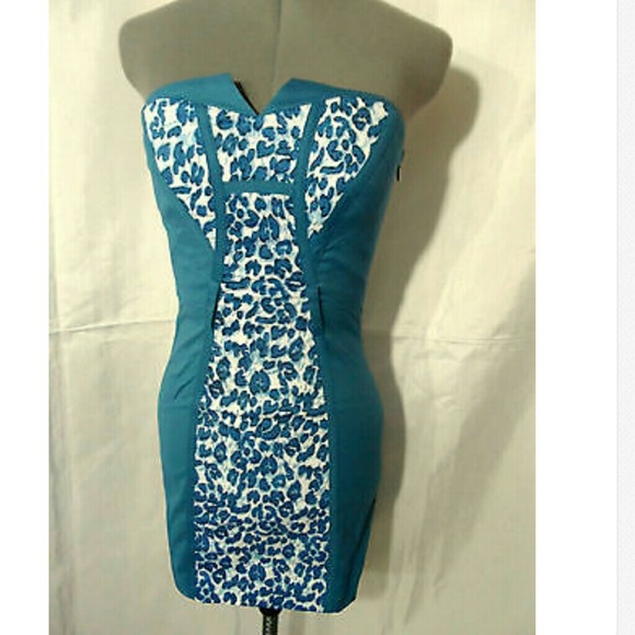 Nwt NARANKA Leopard print Bodycon Dress Blue Brown Costume Halloween - Picture 5 of 7